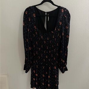 Free People Black Dress with Floral Accents